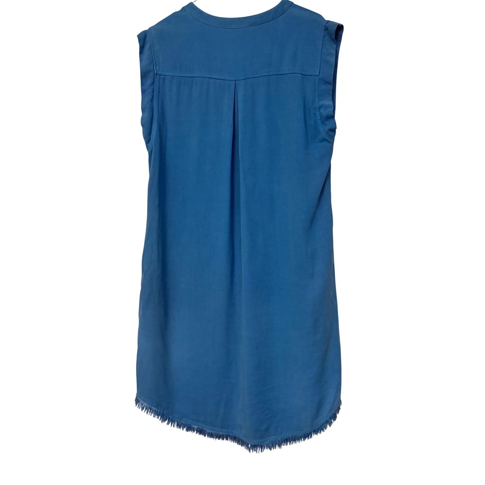 Maven West Blue Tencel Rayon Fringe Hem Sleeveless‎ Shift Dress Womens Small - Picture 6 of 6